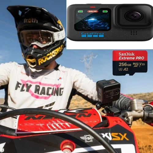 GoPro HERO 12 Aksiyon Kamerası Motorsiklet Kiti + 256GB Hafıza Kartı