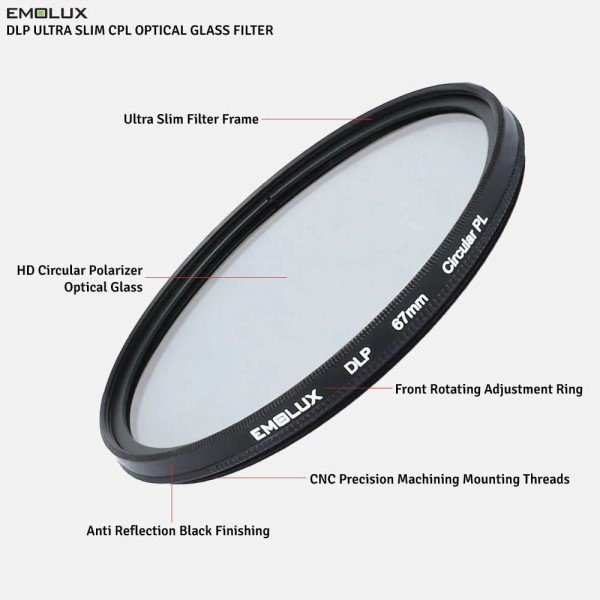 Emolux 52mm DLP Slim Circular Polarize Filtre