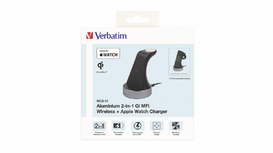 VERBATIM 49555 - WCS-01 2IN1 iWATCH QI CHARGER MAX:20W