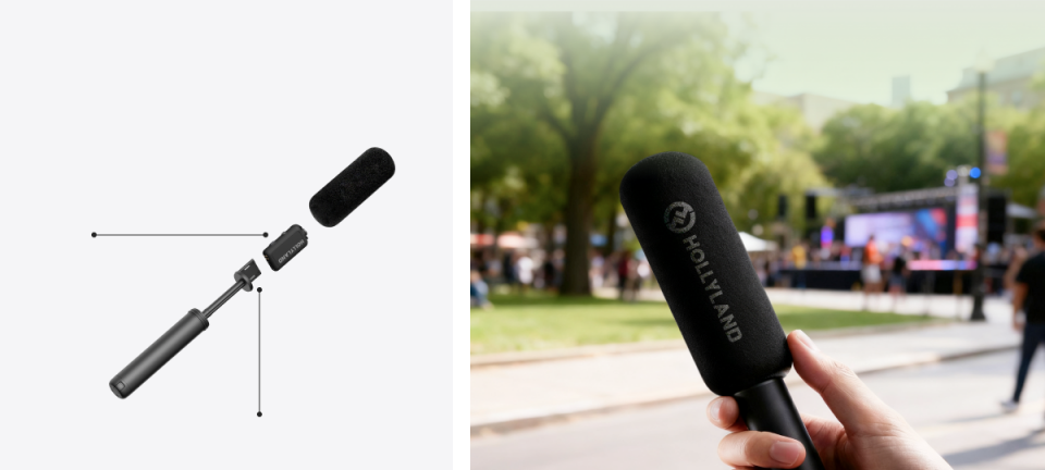 Hollyland Kablosuz Mikrofon Röportaj Adaptörü