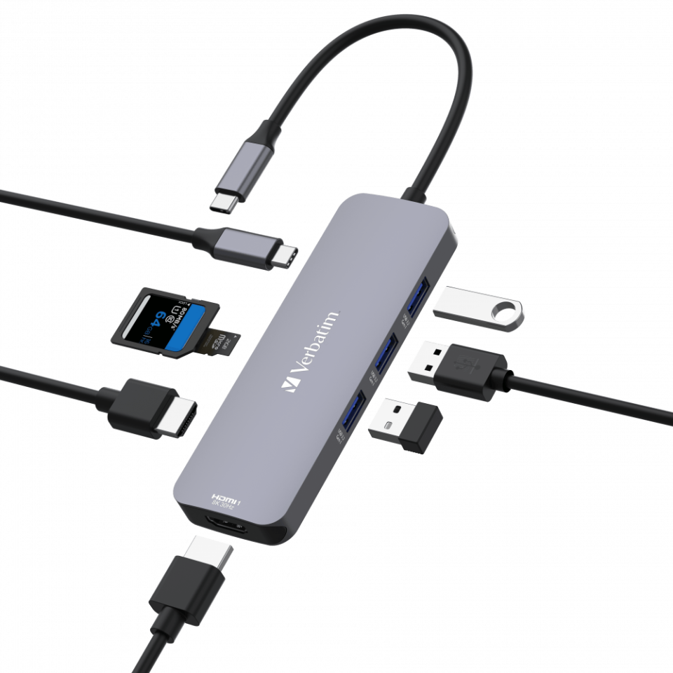VERBATIM 32151 USB-C PRO 8 PORT HUB CMH-08