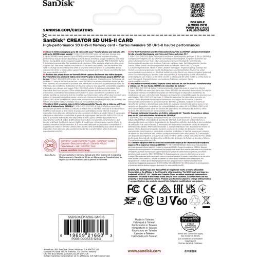 SanDisk 128GB Creator Serisi UHS-II SDXC Hafıza kartı Kartı