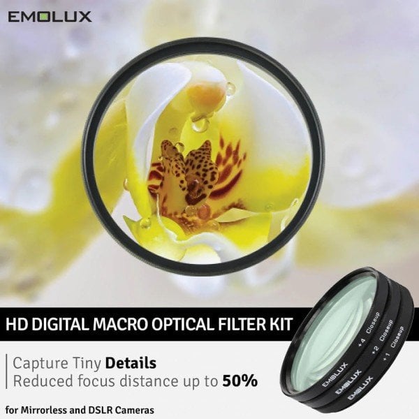Emolux 58mm HD Macro Close Up Filtre Kit (+1,+2,+4)