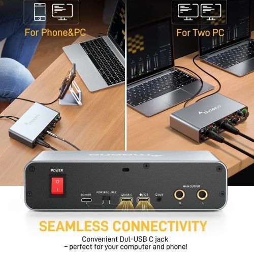 MAONO PS22  Kayıt, Müzik Prodüksiyonu, Gitar için Maono PS22 Ses Arayüzü ( SİYAH )
