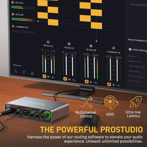 Maono PS22 Ses Arayüzü: Kayıt, Müzik Prodüksiyonu ve Gitar İçin ( GRİ )