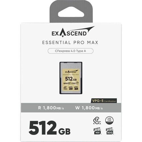 Exascend 512GB Essential Pro Max CFexpress 4.0 Type A Hafıza kartı / 1800 MB/S Okuma Yazma VPG800(Kopya)
