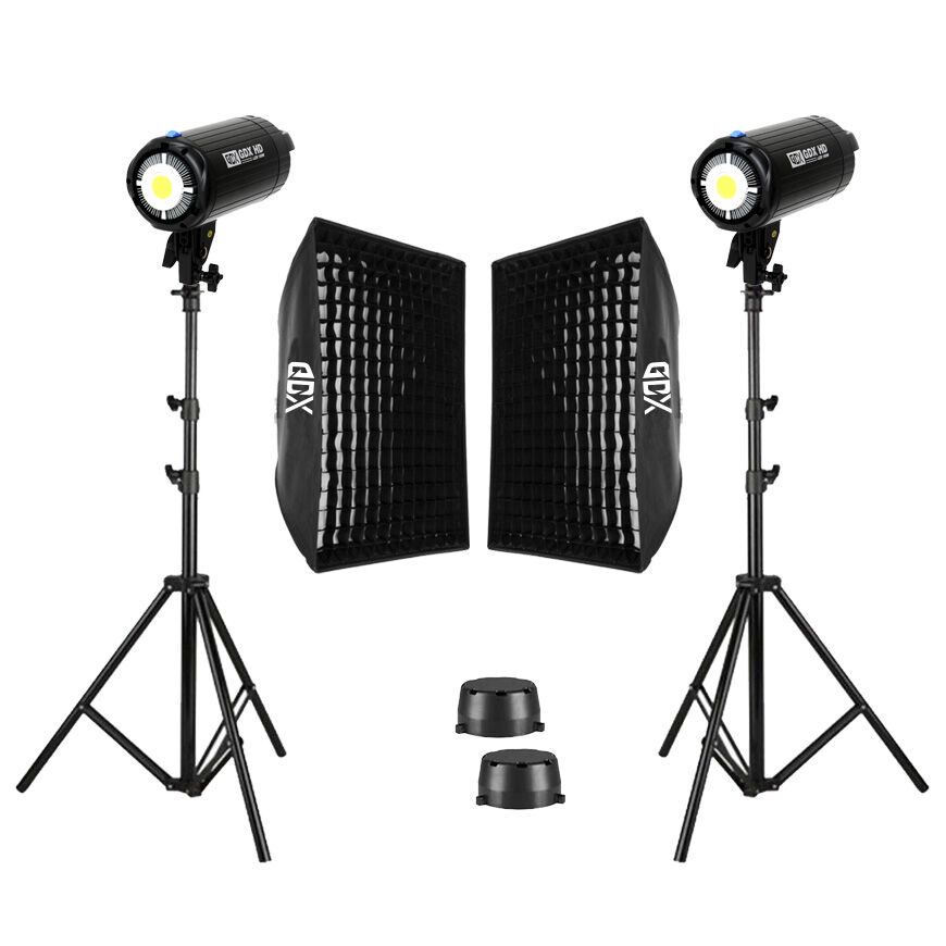 GDX HD-100W Led Video Işığı 2'li Full Set (80x120 Softbox + 260cm Işık Ayağı)