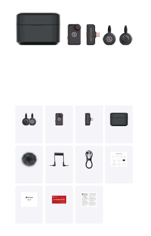 Hollyland Lark M2S Mini Combo İkili Kablosuz Mikrofon Sistemi - Siyah