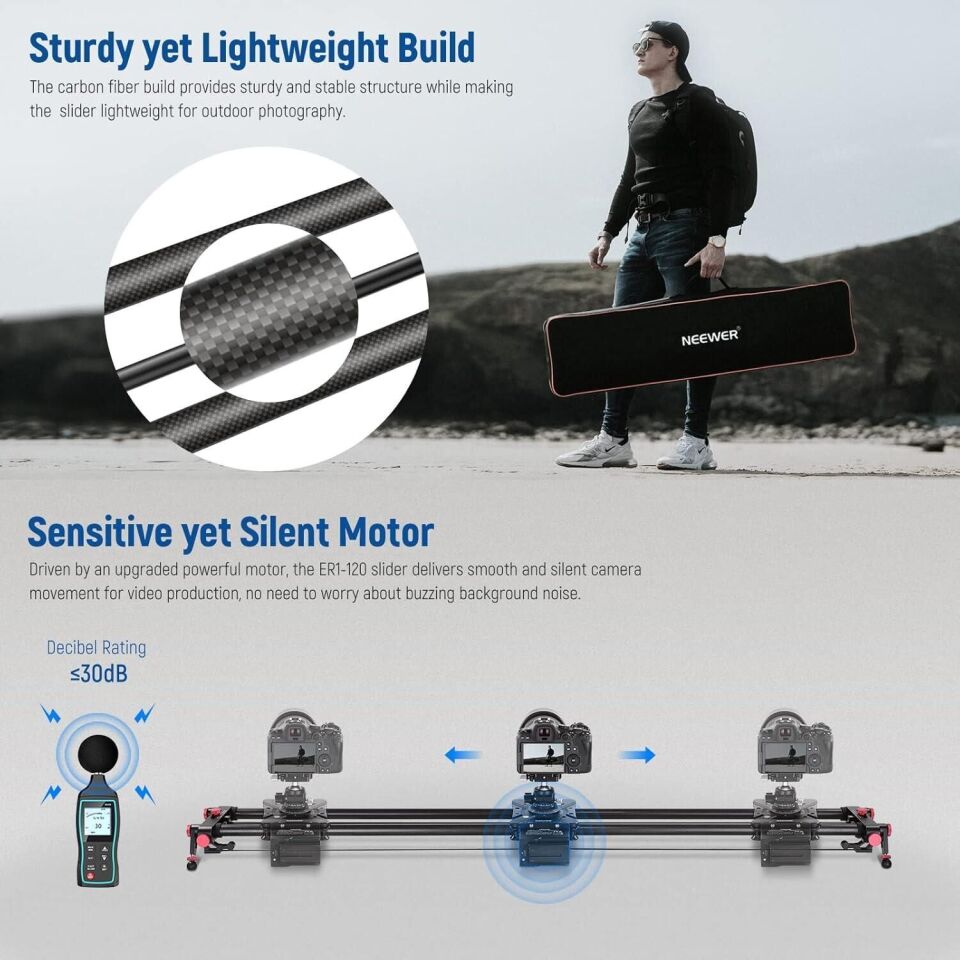 Neewer 120cm Uzaktan Kumandalı & Motorlu Slider (APP)