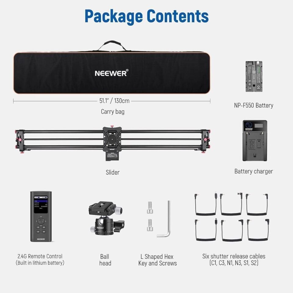 Neewer 120cm Uzaktan Kumandalı & Motorlu Slider (APP)