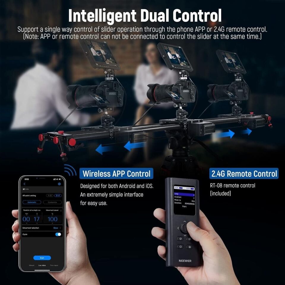 Neewer 120cm Uzaktan Kumandalı & Motorlu Slider (APP)