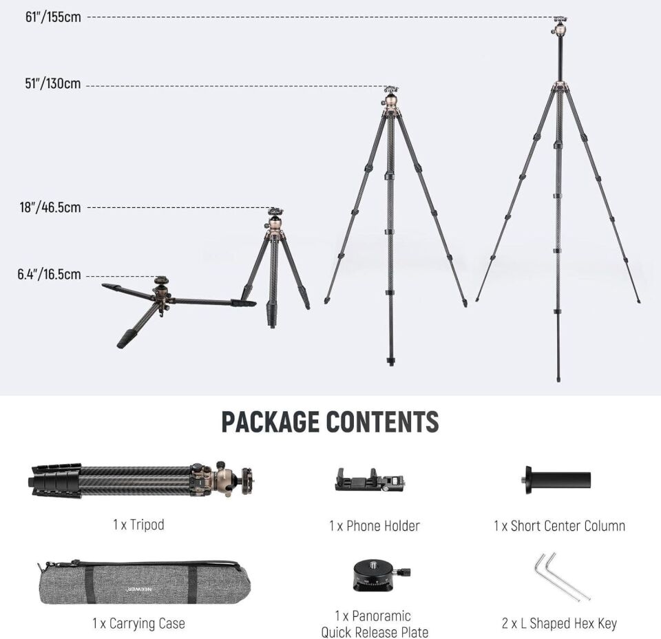 Neewer LITETRIP LT35 Karbon Fiber Tripod (49-155cm) 1,13kg