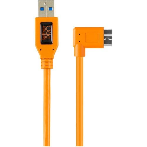 Tether Tools CUC61RT02-ORG TetherPro Dik Açı Adaptör Kablosu USB 3.0 to USB 3.0 Micro-B 5-Pin