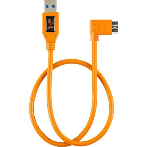 Tether Tools CUC61RT02-ORG TetherPro Dik Açı Adaptör Kablosu USB 3.0 to USB 3.0 Micro-B 5-Pin