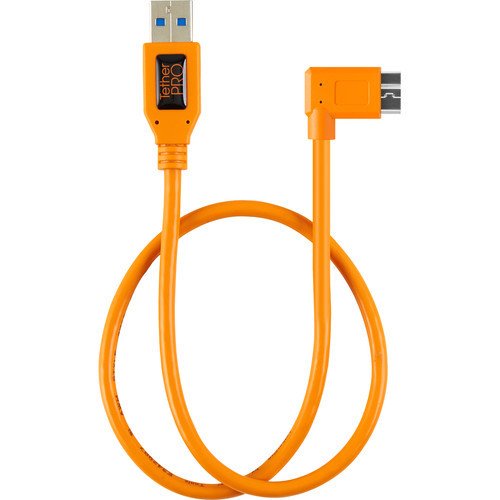 Tether Tools CUC61RT02-ORG TetherPro Dik Açı Adaptör Kablosu USB 3.0 to USB 3.0 Micro-B 5-Pin