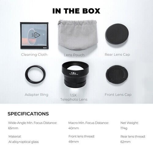 Freewell 1.5x Telephoto Lens for FUJIFILM X100 Series BLACK