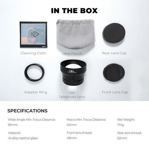 Freewell 1.5x Telephoto Lens for FUJIFILM X100 Series BLACK