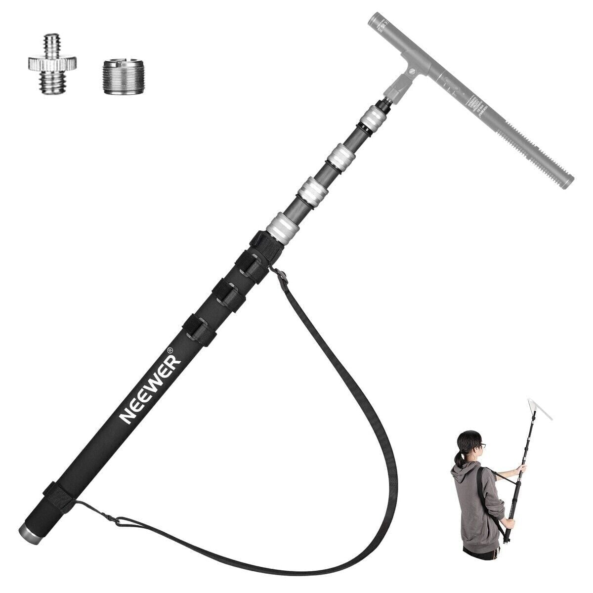 Neewer MS300C Mikrofon için Karbon Boom Kolu 300cm Gri