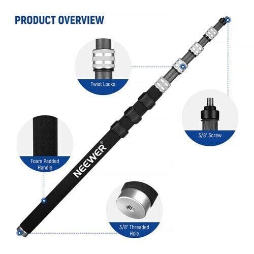 Neewer MS300C Mikrofon için Karbon Boom Kolu 300cm Gri