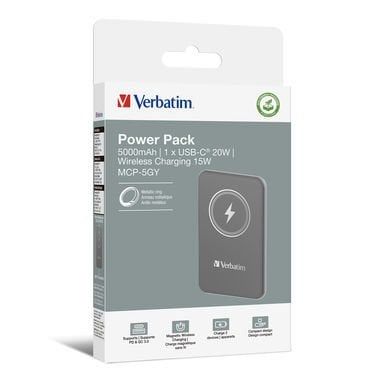 VERBATIM 32244 Magsafe 5000 Mah Manyetik Kablosuz Gri Powerbank