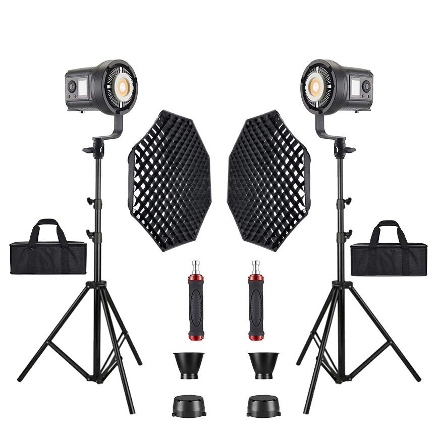 GDX HDB-135R RGB 2'li Full Set (Gridli 95cm Octagon + 260 cm Kalın Işık Ayağı) - Batarya Seti Hediyeli