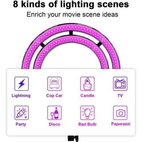 GVM Bi-Color & RGB LED Soft Double Ring Light (18'')