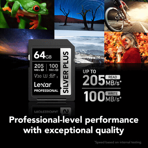 Lexar 64GB Profesyonel Silver Plus UHS-I SD Hafıza Kartı