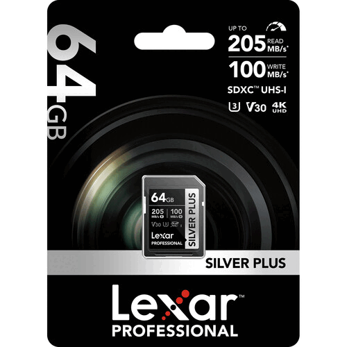 Lexar 64GB Profesyonel Silver Plus UHS-I SD Hafıza Kartı