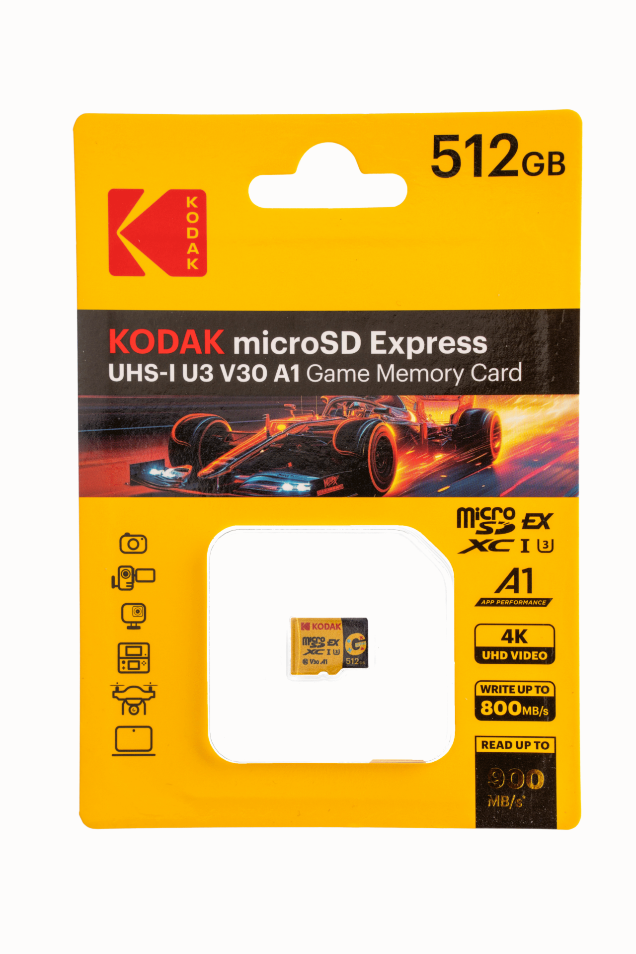 Kodak 512GB UHS-I U3/V30/A1 Express Micro SD Kart SD 7.1 (550MB/s-900MB/s)