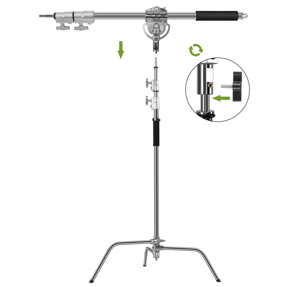 GVM C360 320cm C-Stand & Grip Arm Kit(225cm) (Çelik)