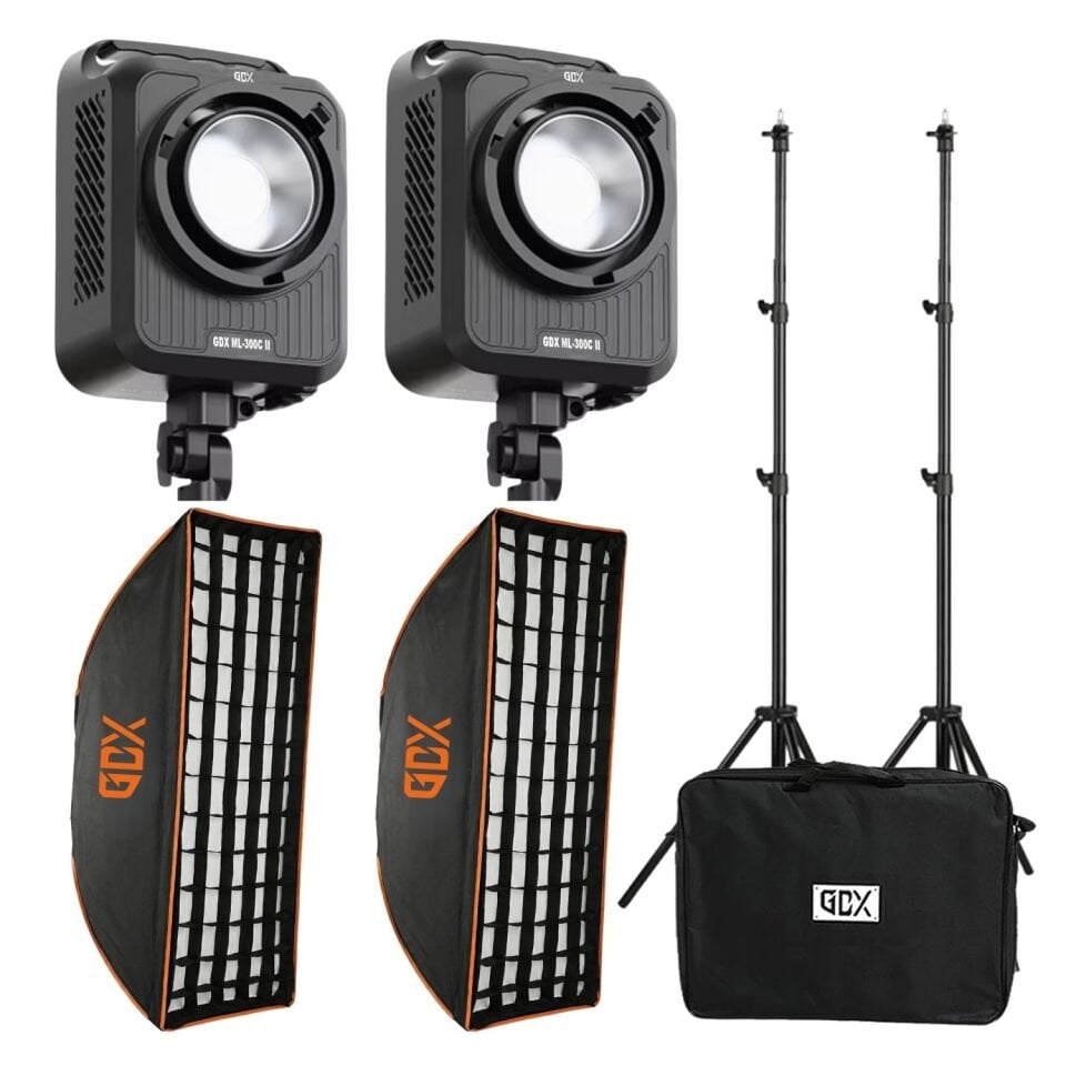 GDX ML-300C II Bicolor Sürekli Işık Seti 2’li – 300W Profesyonel Video & Fotoğraf Aydınlatma Kiti (Softbox + Tripod + Çanta)