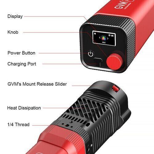 GVM PD60C 60W RGB Dahili Akülü LED Işık