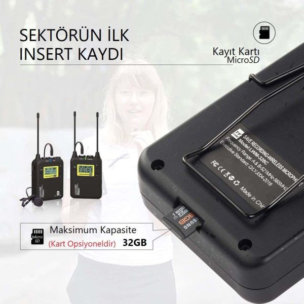 Lensgo LWM-328C Kablosuz İkili Yaka Mikrofonu Seti