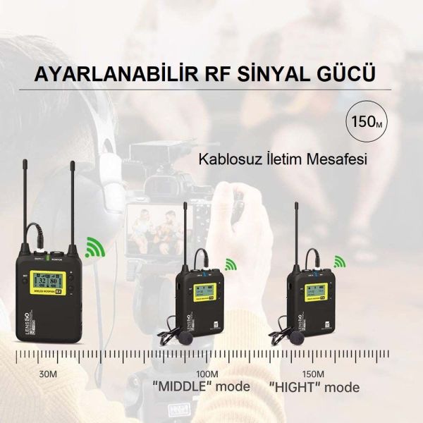 Lensgo LWM-328C Kablosuz Tekli Yaka Mikrofonu Seti