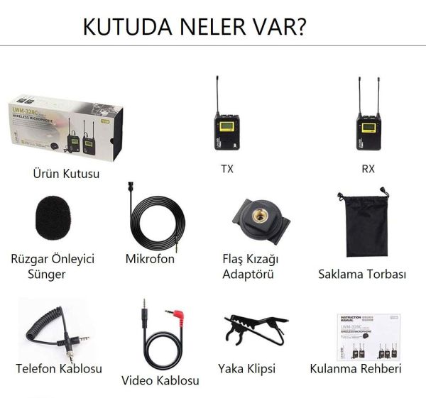 Lensgo LWM-328C Kablosuz Tekli Yaka Mikrofonu Seti