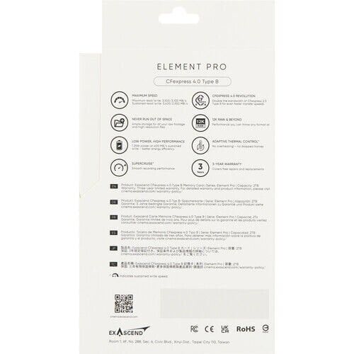 Exascend 1TB Element Pro CFexpress 4.0 Type B Hafıza Kartı 3500Mbs okuma / 3100Mbs yazma