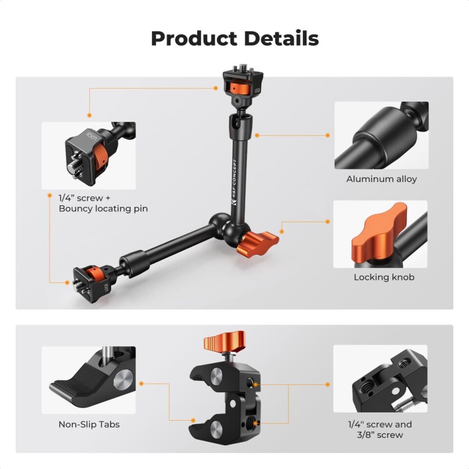 K&F Concept Magic Arm with Super Clamp (11 inç)