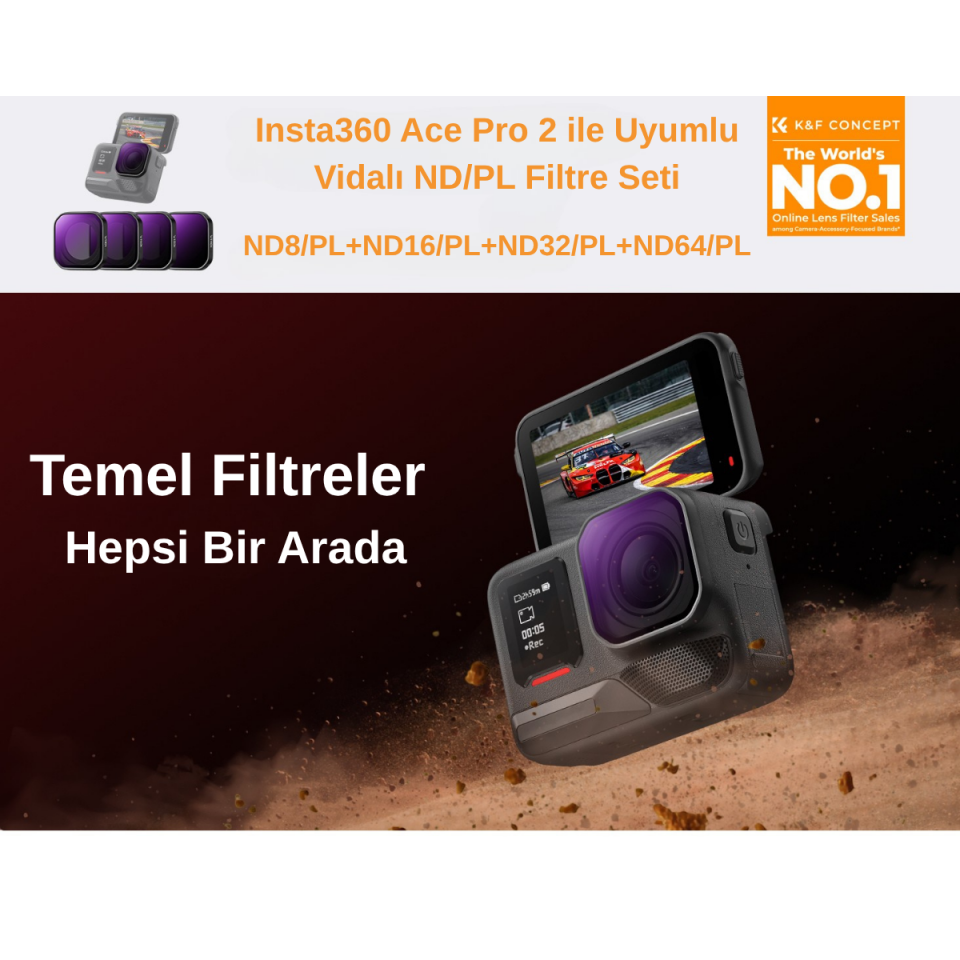 K&F Concept Insta360 Ace Pro 2 ND/PL Fitre Seti (ND/PL8/16/32/64)