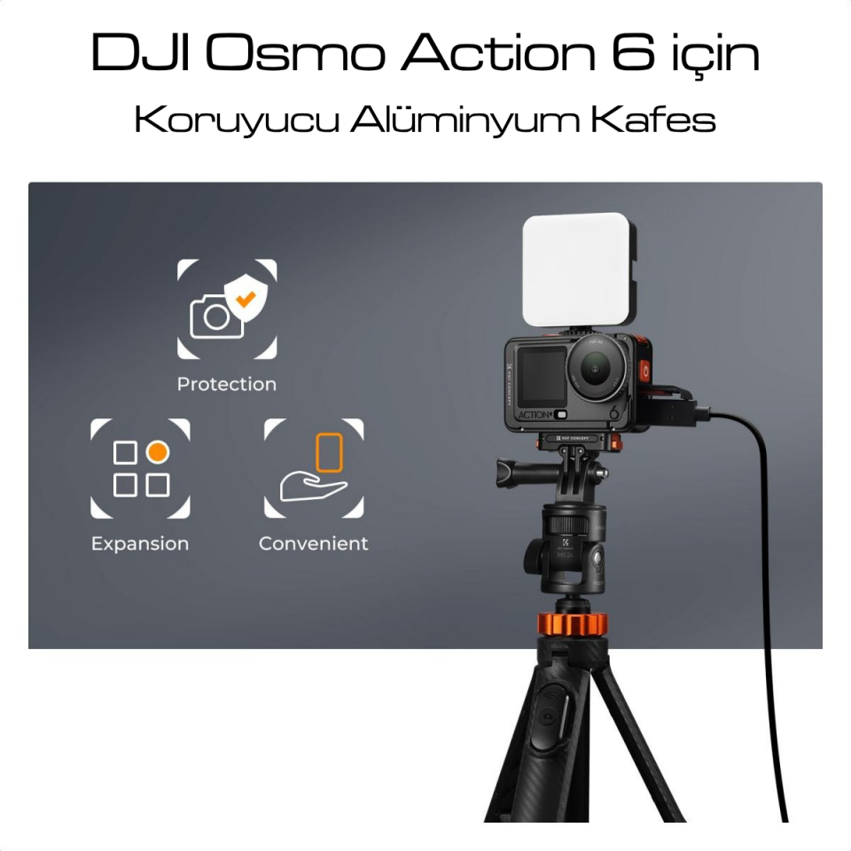 K&F Concept Osmo Action 6 Alüminyum Kafes
