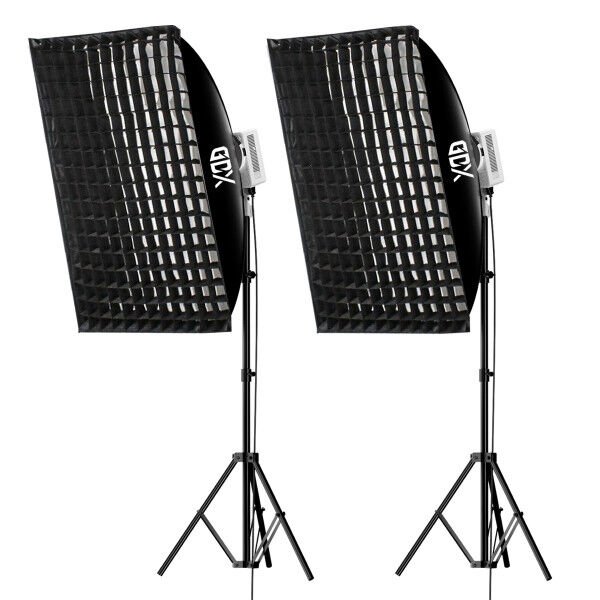 Gdx XL-Kit 2 COB LED Youtube Sürekli Video ve Fotoğraf Işık İkili Set + Gdx BW-6090 Gridli Softbox