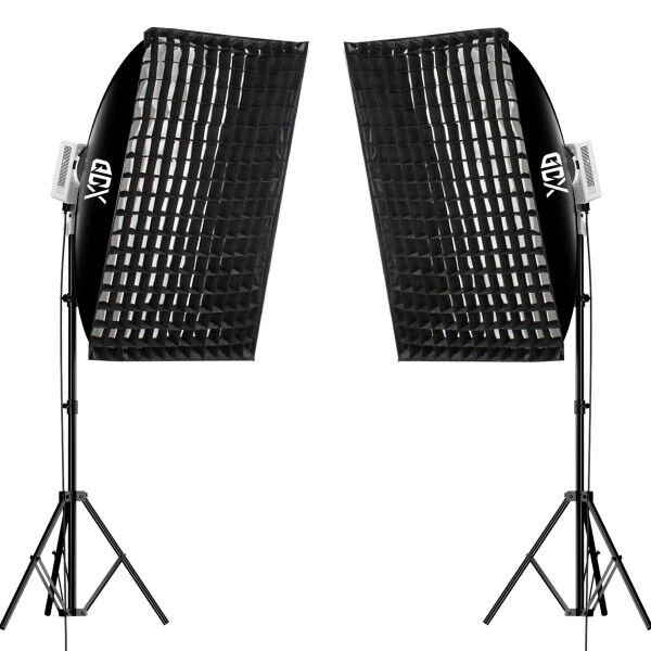 Gdx XL-Kit 2 COB LED Youtube Sürekli Video ve Fotoğraf Işık İkili Set + Gdx BW-6090 Gridli Softbox